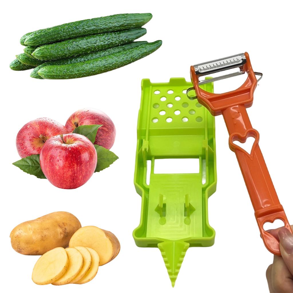 2-in-1 Multifunctional Vegetable Peeler with Stainless Steel Blades Potato Peeler Vegetable Chopper Tool for Home Kitchen