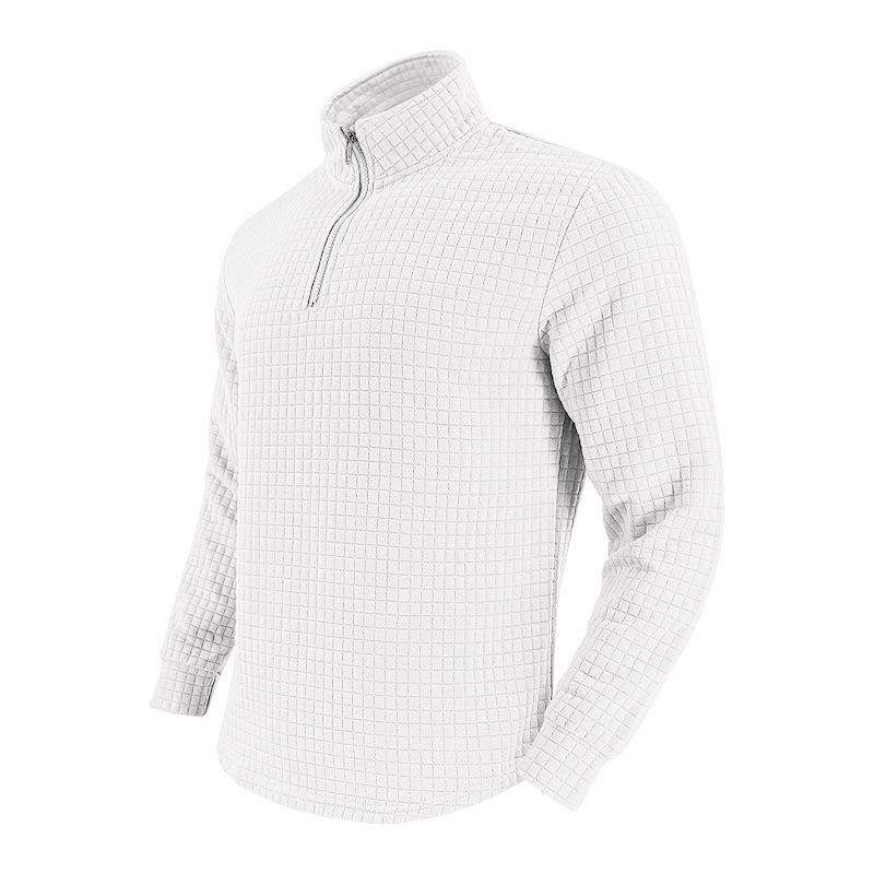 Neuer vielseitiger Herren-Strickpullover für den Alltag im Frühjahr und Herbst mit Stehkragen und langen Ärmeln, lässiger Outdoor-Kapuzenpullover aus Jacquard