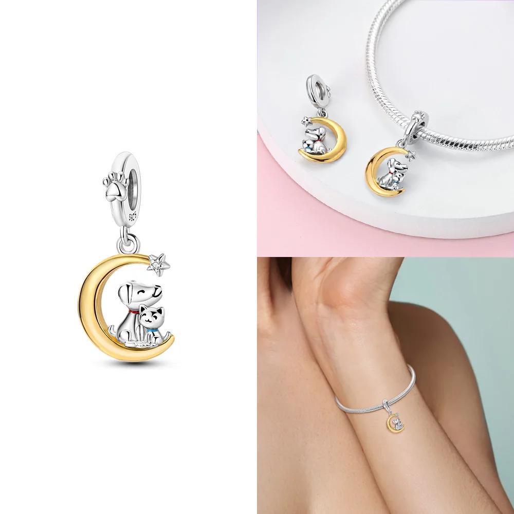 Original Copper Sun Leopard Gold Diy Charms Beads Inlaid Zircon Pendants Fit Bracelet Diy Jewelry Women Gift