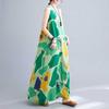 Summer Loose Printed Sleeveless Cotton and Linen Dress