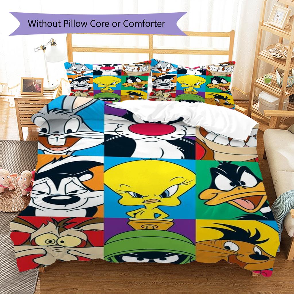 Classic Cartoon Pattern Bedding Quilt Set Quilt Cover Pillowcase Home Decoration Gift (1 * duvet cover + 2 * pillowcase, without core)
