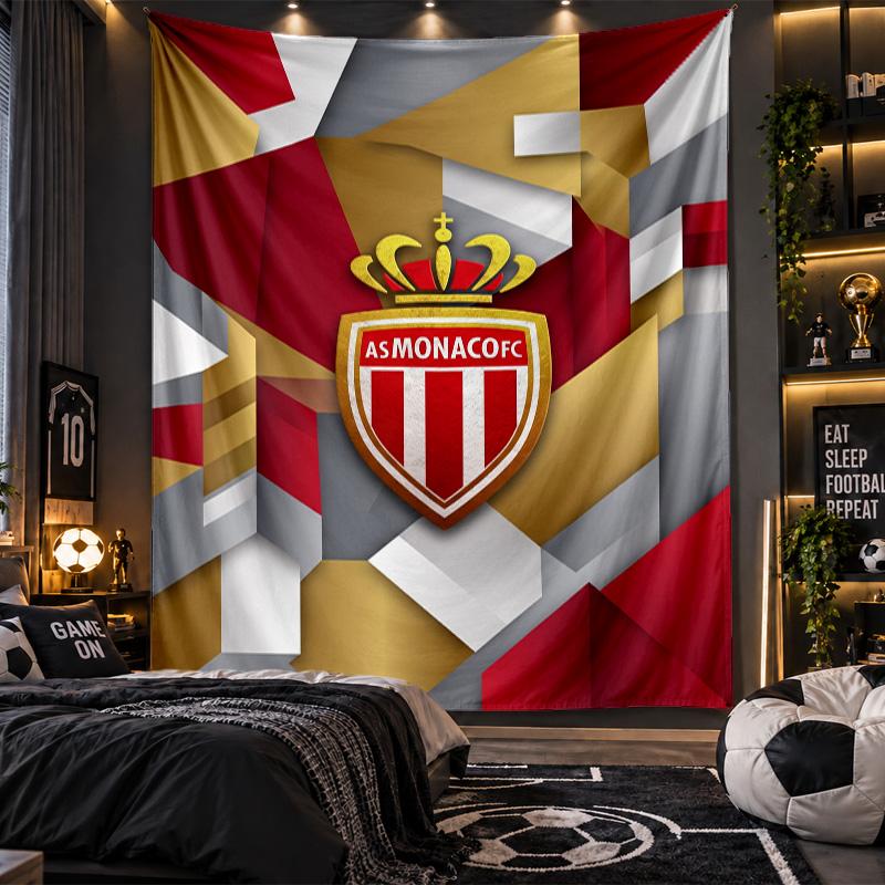 Wall Hanging Tapestry Monaco FC Print Cloth for Living Room Bedroom Home Decor