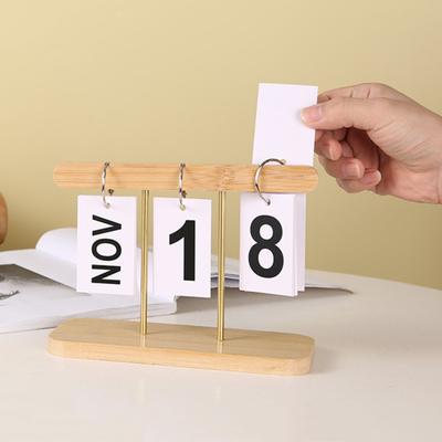 לוח שנה מתהפך מעץ תצוגת מספרים גדולה עיצוב לבית למשרד עומד רב-פעמי נצחי שולחני יומי אביזרי צילום