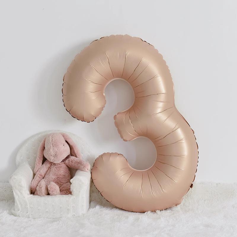 40-Inch Caramel Cream Number Balloons - Aluminum Foil Birthday Party Decoration for Kids and Adults