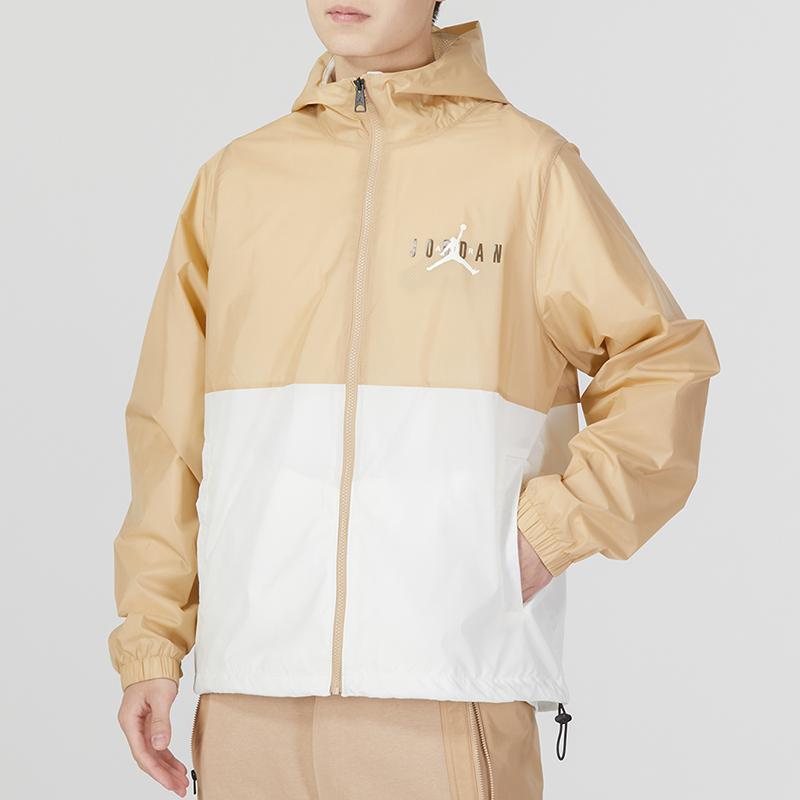 Jordan Essential Hbr Woven Windbreaker Jacket With Color-Block Logo Print Men Jackets White Yellow DV7651-277