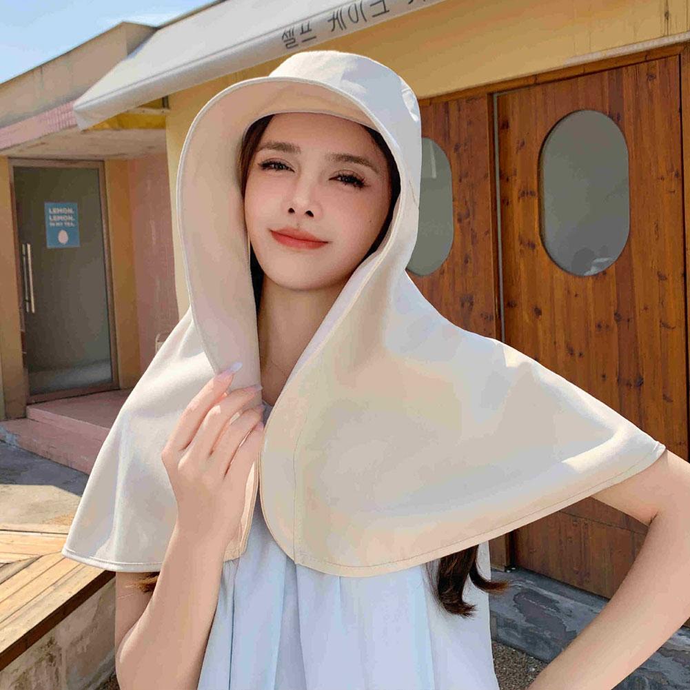 Large Brim Full Face Sun Protection Hat With Neck Shawl UV Protection Adjustable Summer Hat For Women Outdoor Beach Travel