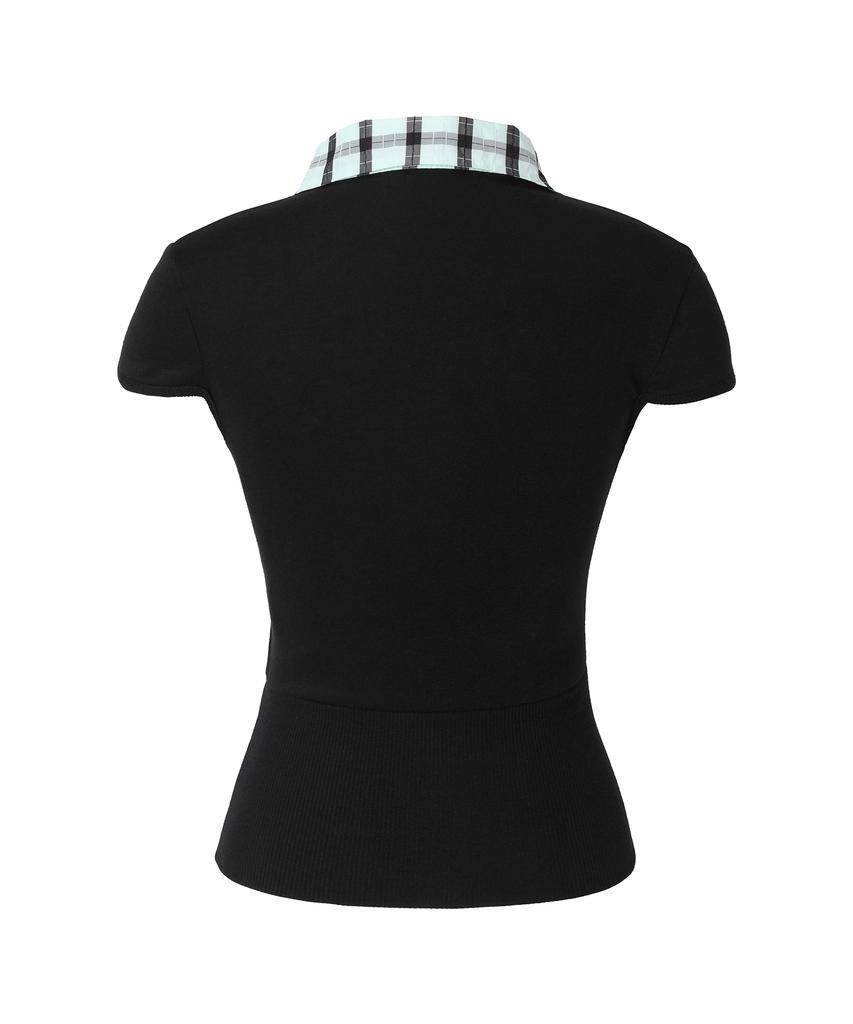 Mileko Layered Collar T Mint Black
