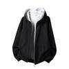 Men Heavy Weight American Color Block Loose Hooded Long Sleeve Zip Up Casual Hoodie Jacket