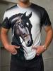 Manfinity Homme Men's Summer Casual Gradient Horse Print Crew Neck Short Sleeve T-Shirt Printed Tshirts Men Graphic T Shirts