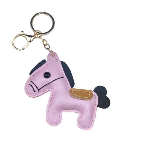 Yousheng Keychain Pendant Synthetic Leather Horse Charm Keyring with Rope Vibrant Colors Key Holder Bag Accessory