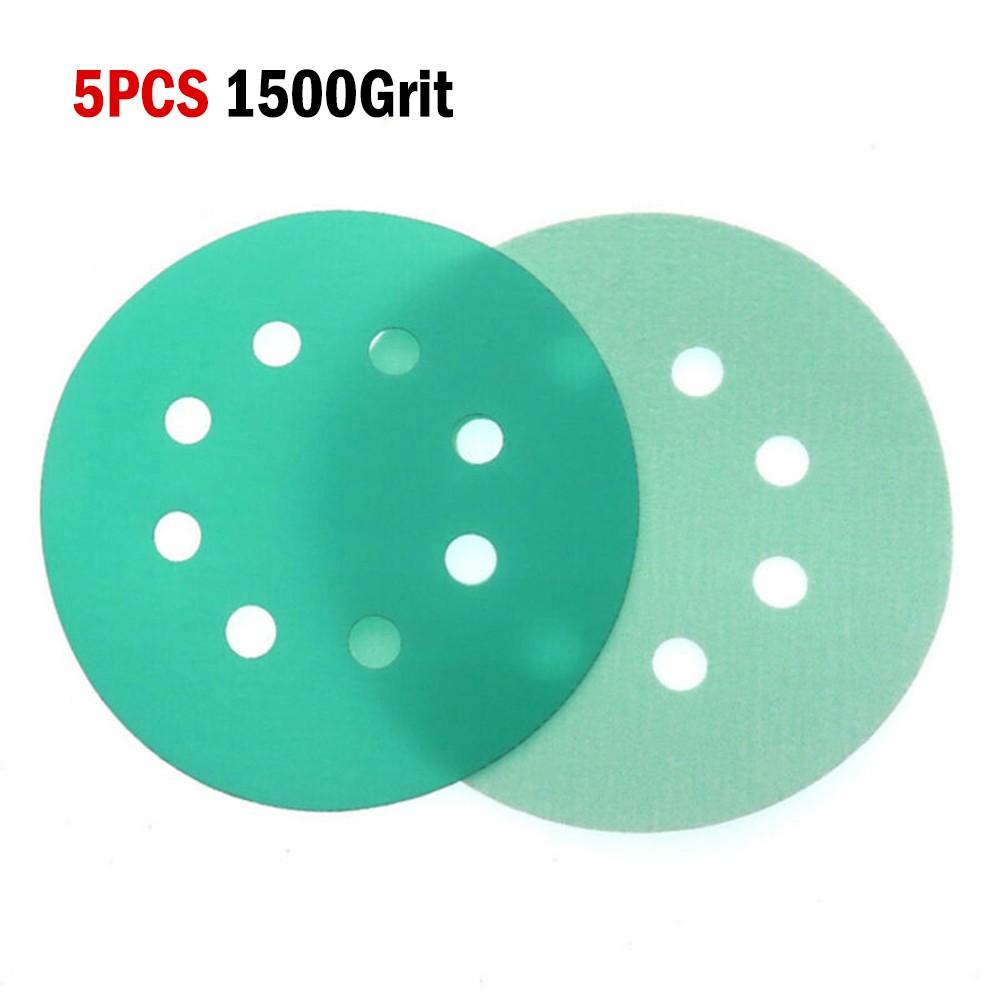 5Inch 8Hole Sanding Discs& Wet Dry PET Film Green Sandpaper Polishing