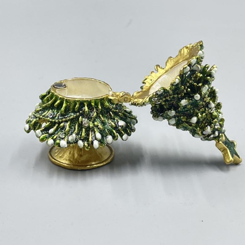 Vintage Christmas Tree Jewelry Box Zinc Alloy Strong Storage Case For Necklace Earring Organizers