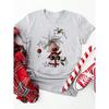 Women's Christmas Reindeer Print T Shirt Casual O-neck Short Sleeve Cute Black Suitable All Seasons