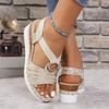 Fashion Summer Classic Retro Wedge-shaped Women's Sandals Fashionable Breathable High Heels Women's Shoes Casual Beach Roman Sandals