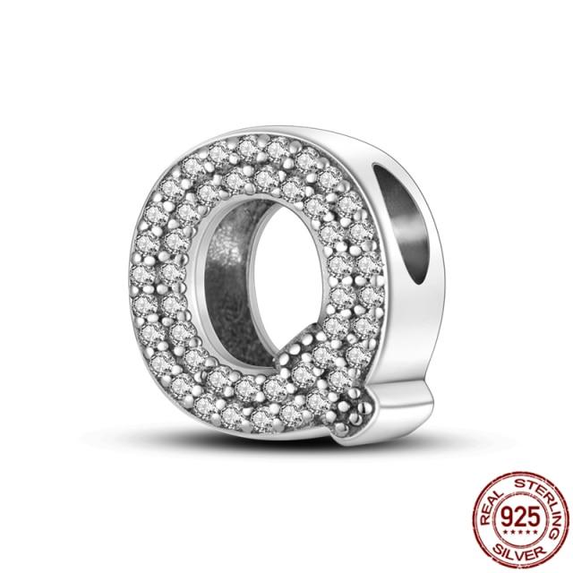 100% Real 925 Sterling Silver Letter Alphabet A-Z Charm Name Bead Fit  Bracelet Pendant Jewelry