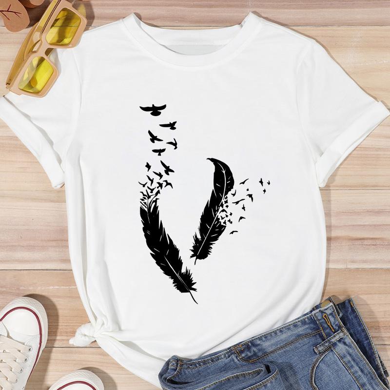 

Kawaii Print T-Shirts For Women Harajuku Summer T Shirt Fashion Tops Female T-Shirt Casual Tee Woman Clothing 2023 New Exquisite XL білий