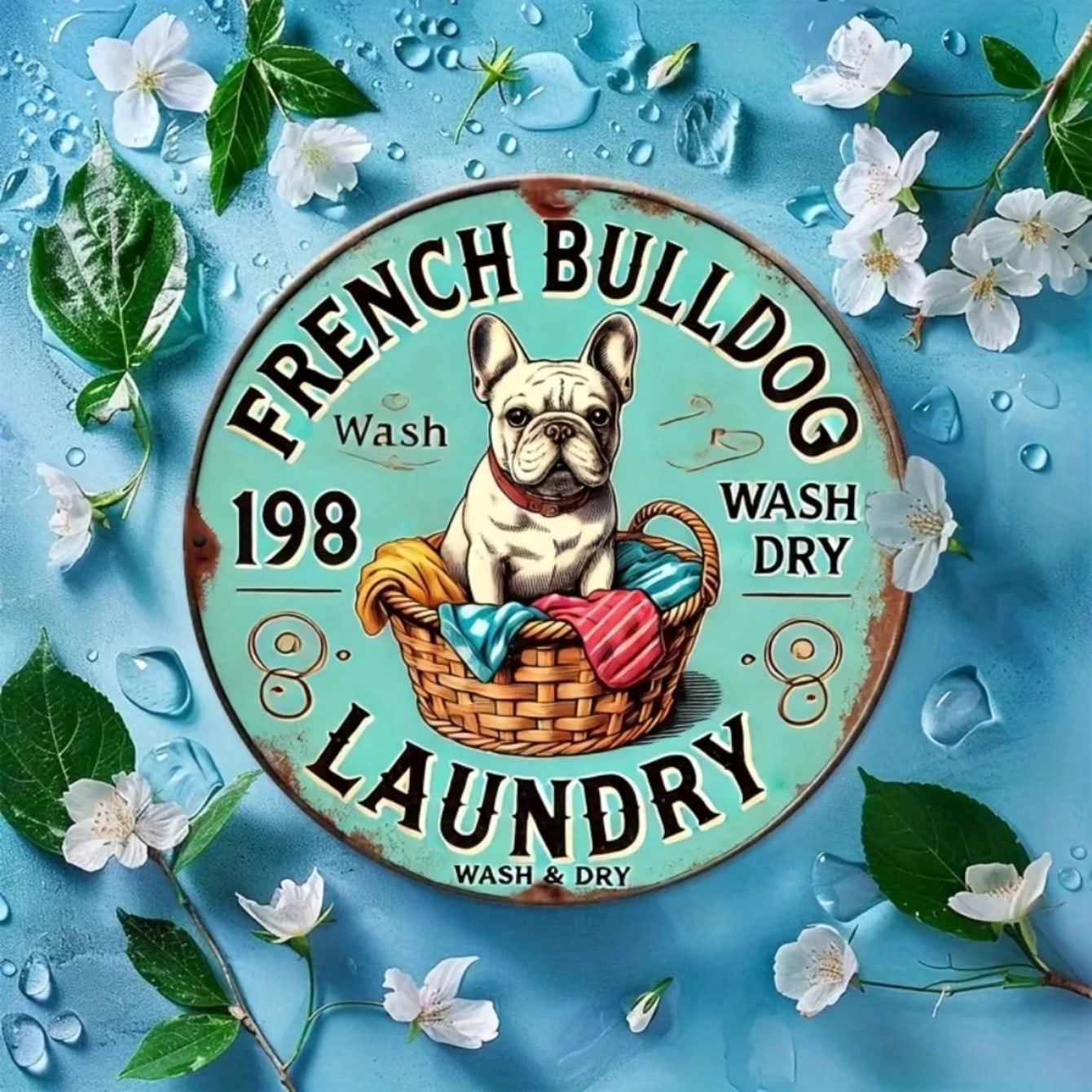 French Bulldog Metal Wall Art Vintage Sculpture Christmas Halloween Gift Home Decor 20x20 разноцветный