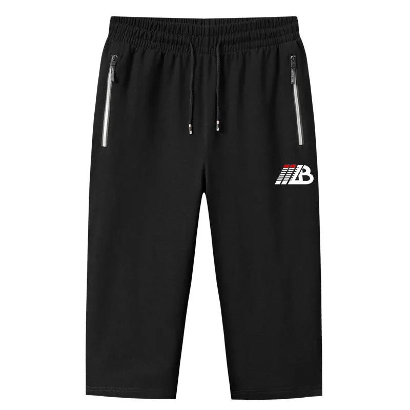 

Мужские летние оверсайз свободные спортивные беговые вязаные укороченные брюки с карманами и молниями, повседневные шорты XS чёрный