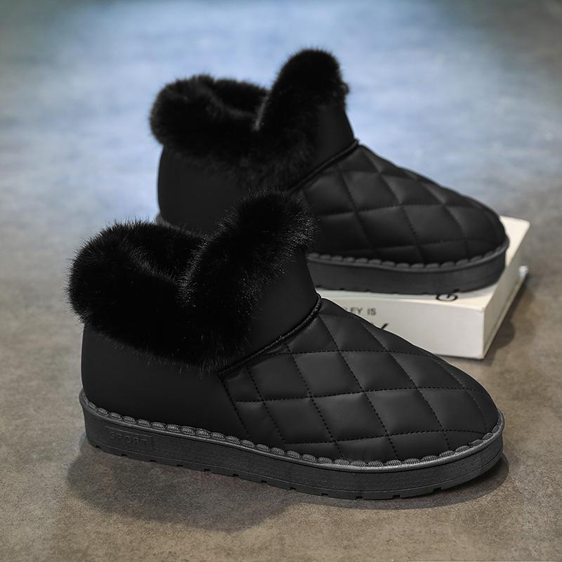 Men's cotton winter casual fashion anti slip hight top wear-resistant thick soled outdoor shoes plush comfort indoor tide shoe