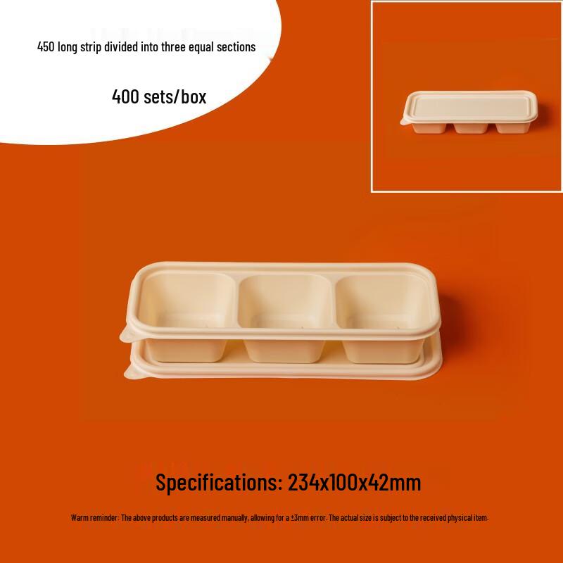 Disposable 3-Compartment Degradable Food Containers