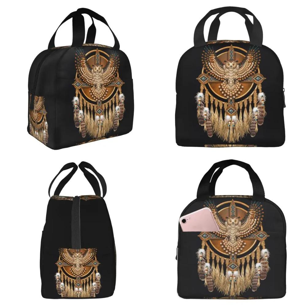 Native Mandala Owl American Insulated Lunch Bag for Women Office Cooler Thermal Food Box Tote Portable Lunch Boxes Container