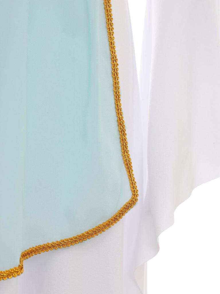 Halloween & Party Dress for Girls: Ancient Greek Princess Costume with Long Sleeves, Contrast Colors for Performance & Play