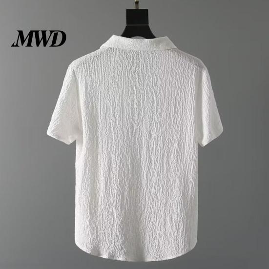 Casual Men Outfit 2Pcs/Set for Men, Lapel Short Sleeve Shirt And Elastic Waist Loose Ultra-thin Summer Suit Long Pants, Ultra-Thin Ice Silk Home Daily