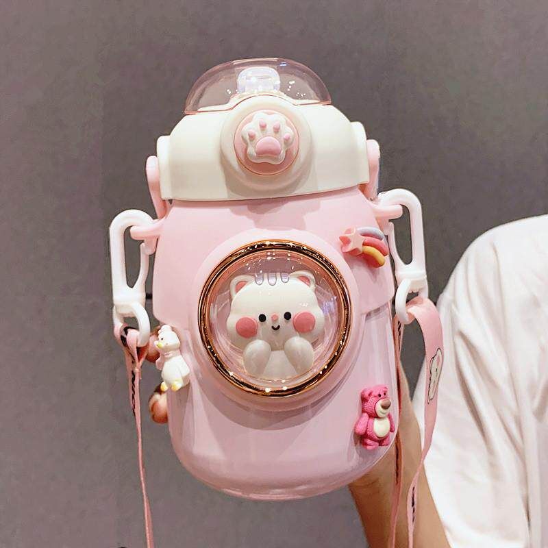 Cute Large-Capacity Thermos Cup 316 for Children with Straw, High-Appearance Portable Insulated Water Bottle for Girls