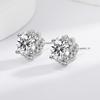 Zirconia Four-Prong Pinwheel Stud Earrings Unisex High-Grade Rhinestone