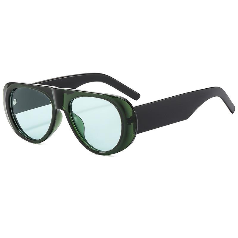 

New Fashion Eyewear Sun Protection Uv400 Large Frame Sunglasses For Men And Women GreenFrameGreenLens