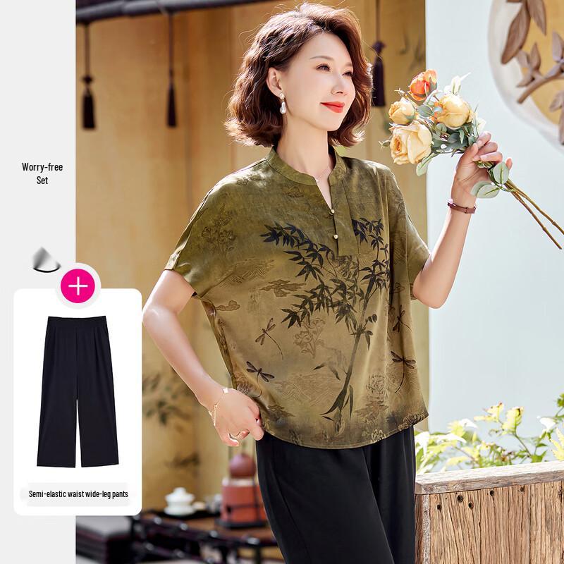 

Летний комплект из двух частей с принтом в стиле китайского ретро 2XL