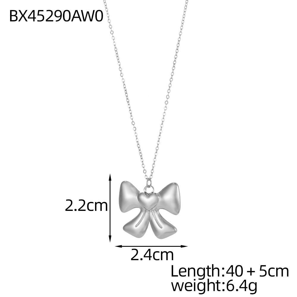 

CARLIDANA Classic Hammered Textured Chunky Bow Non-Tarnish Waterproof Stainless Steel Minimalist Square Pendant Necklace Women
