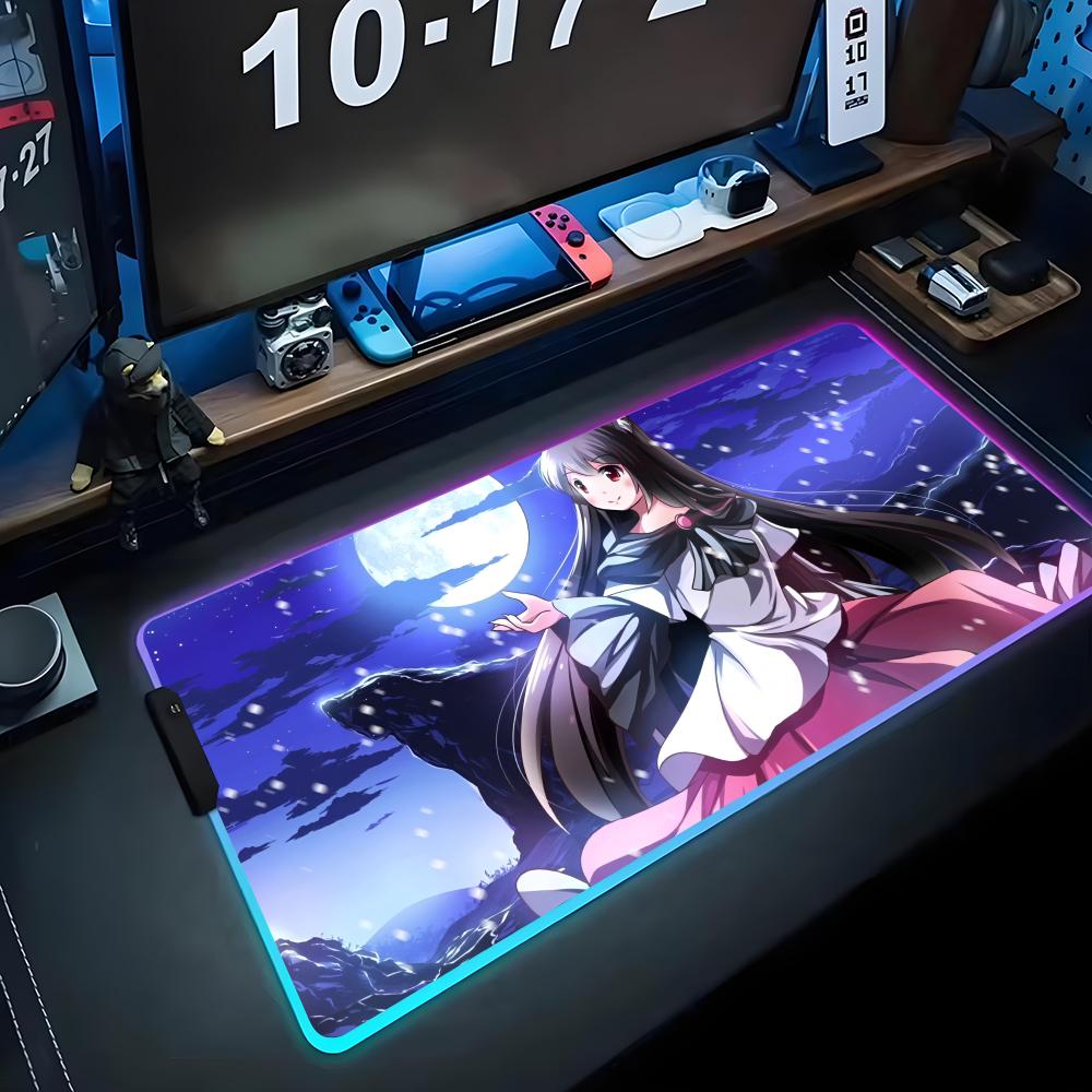 imaizumi kagerou Mouse Pad RGB Gaming Mousepad Big LED Pad PC Desk Mat Luminous Mouse Pad Large Keyboard Mats Table Rug With