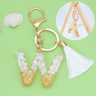 1 PC Çanta Takı Mektup Anahtarlık 26 İngilizce Çanta Aksesuarları Püskül Kolye Moda Anahtar Yüzükler
