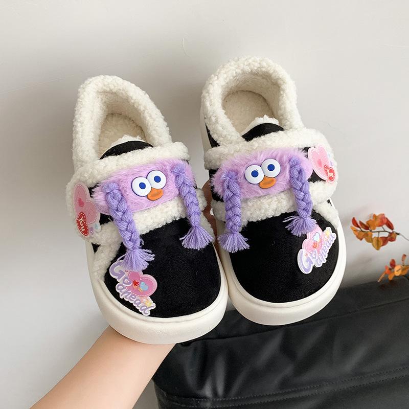 

Large size cartoon Velcro cotton shoes women s winter bag heel home use fleece non-slip plush warm cotton shoes outer wear 36