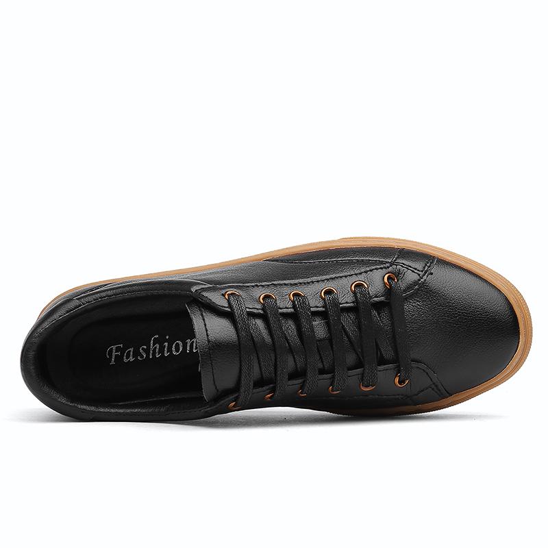 Spring Autumn Newest Leather Men Casual Shoes Black Mens Sneakers Fashion Leisure Walk Office Lace-Up Loafers Men'S Shoes