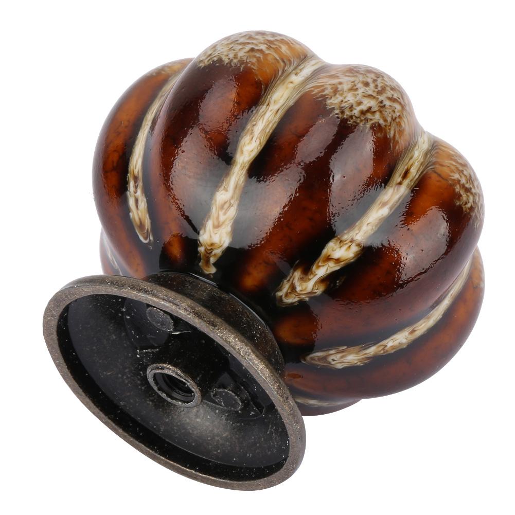 European Ceramic Pumpkin Door Knobs Cabinet Handles Single Hole Cupboard Drawer Pulls (White)