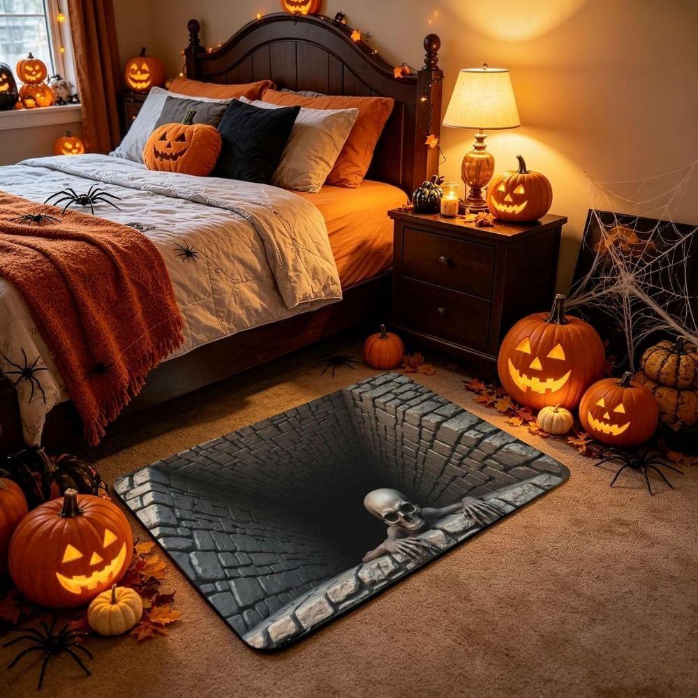 Halloween Doormat Non-Slip Home Floor Mat Scary Bathroom Carpet Bedroom