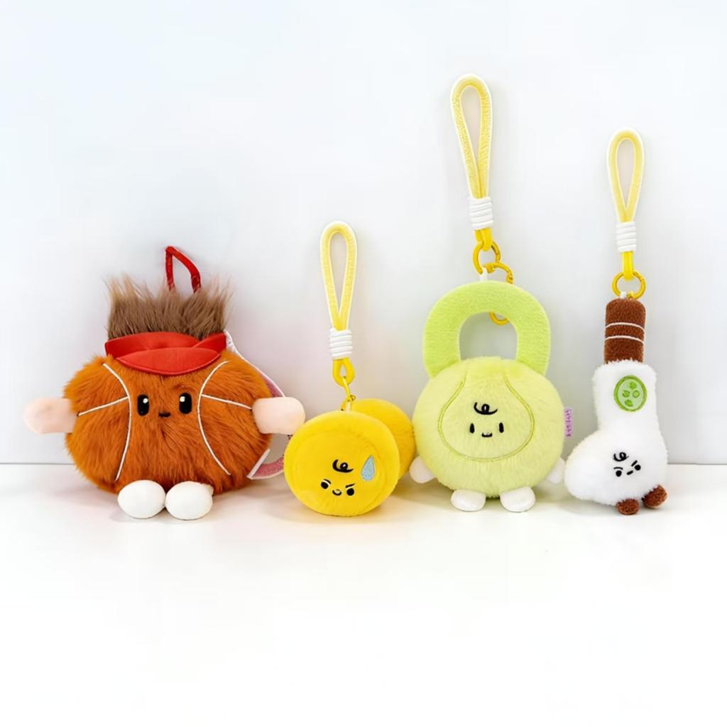 Cute Sports-Themed Plush Toy Keychain – Mini Dumbbell, Kettlebell, Golf Club, and Basketball Figurines – Ideal Gift for Kids