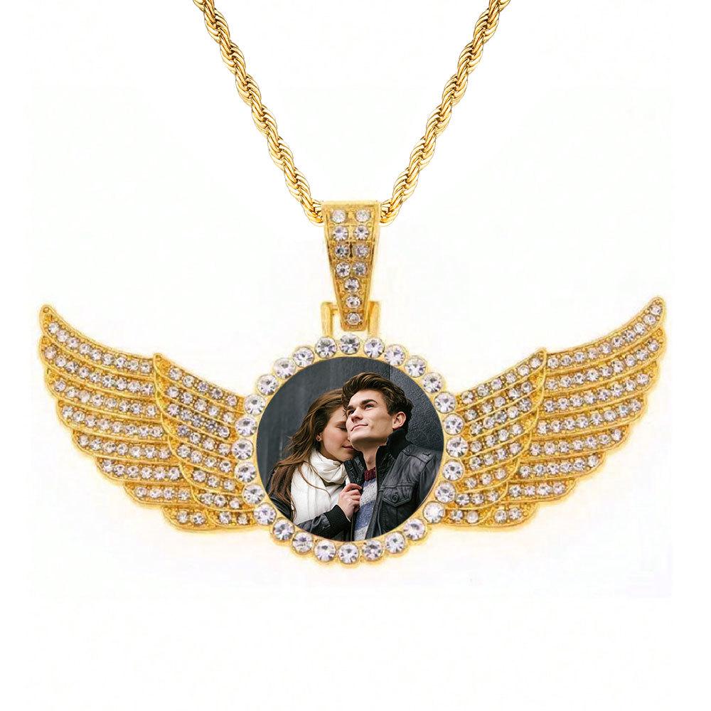 European Hip Hop Personalized Round Photo Men's Necklace