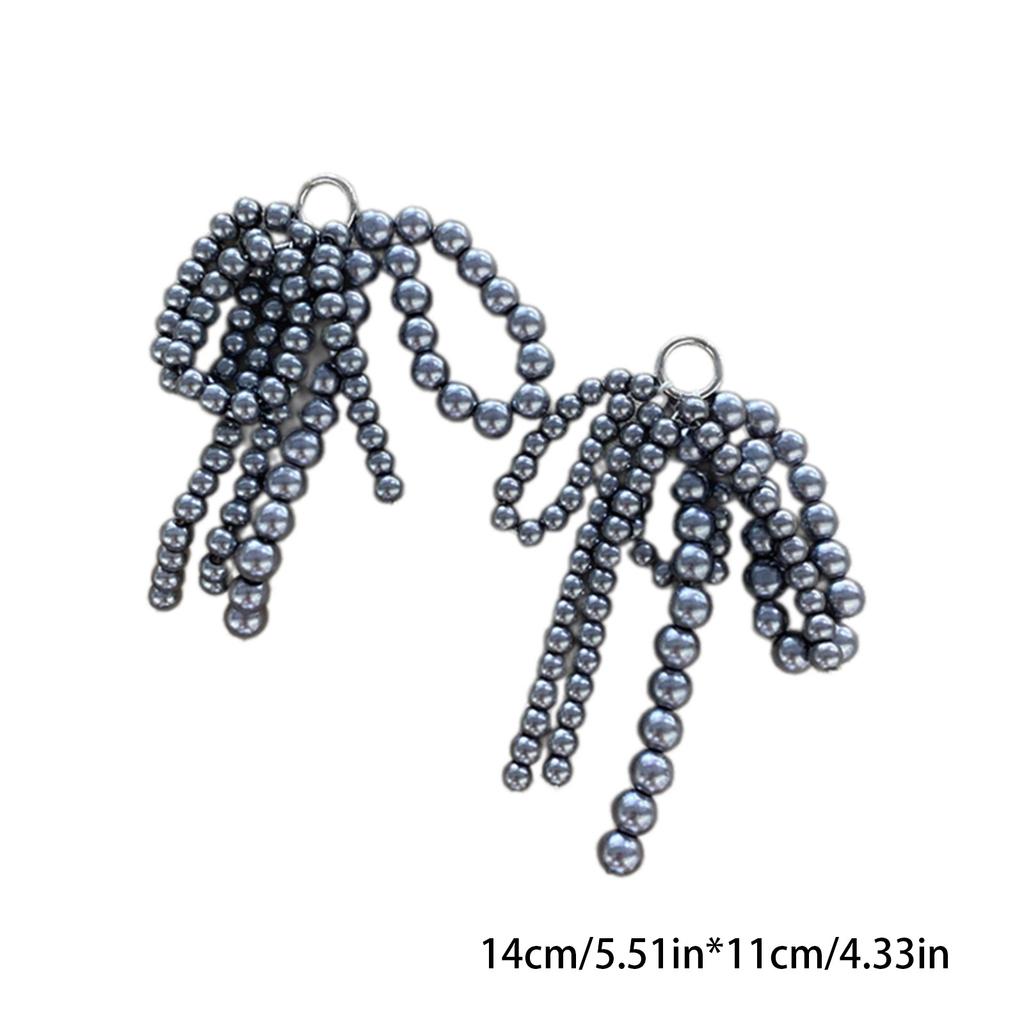Elegant Pearl Bowknot Charm for Jewelry Making Keychain Necklace Double Layered Bows Shoe Buckle Clip Ornament Accessory