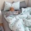 Fresh Pure Cotton Cartoon Print Bedding Set - Machine Washable, Available In 3 or 4-Piece Sets, Ideal for Dorms and Home Use
