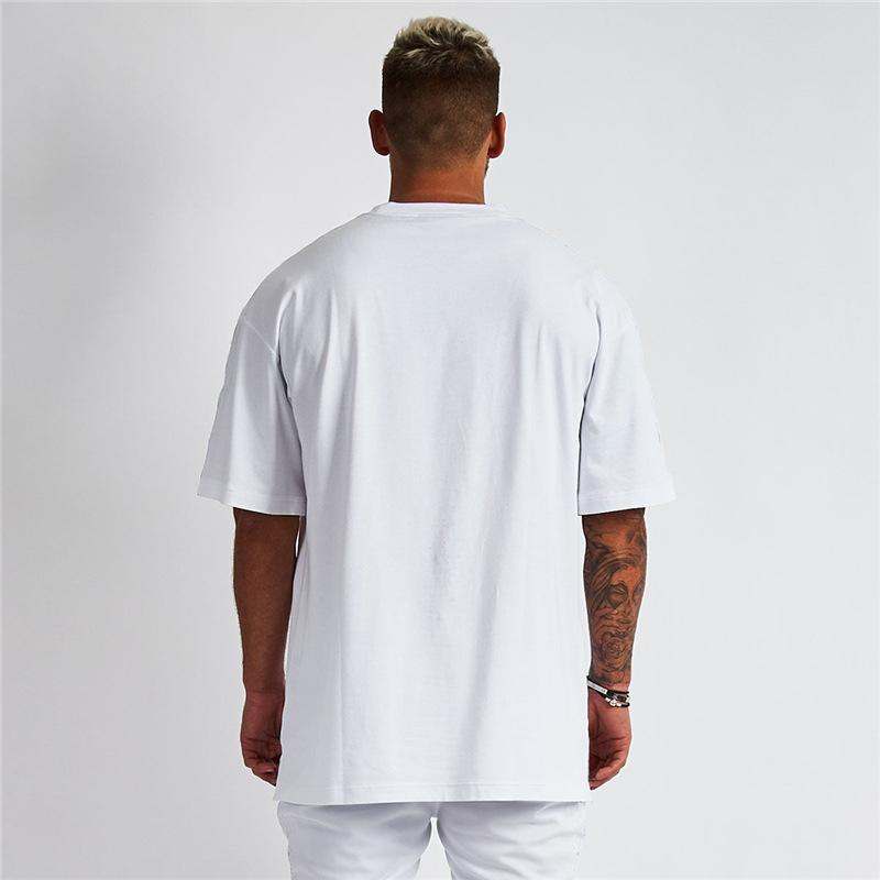 180G Pure Cotton Blank Loose Bodybuilding Fitness Sports Short-Sleeved T-Shirt Men'S Breathable Trendy Men'S Half-Sleeved Shirt