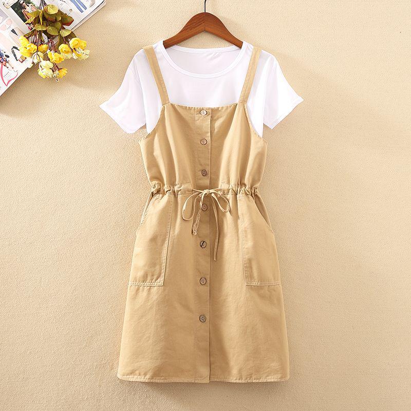 

2026 Summer Korean-Style Petite Loose Waist-Cinching Overall Skirt Dress for Students S (Recommended 75-90 jin)