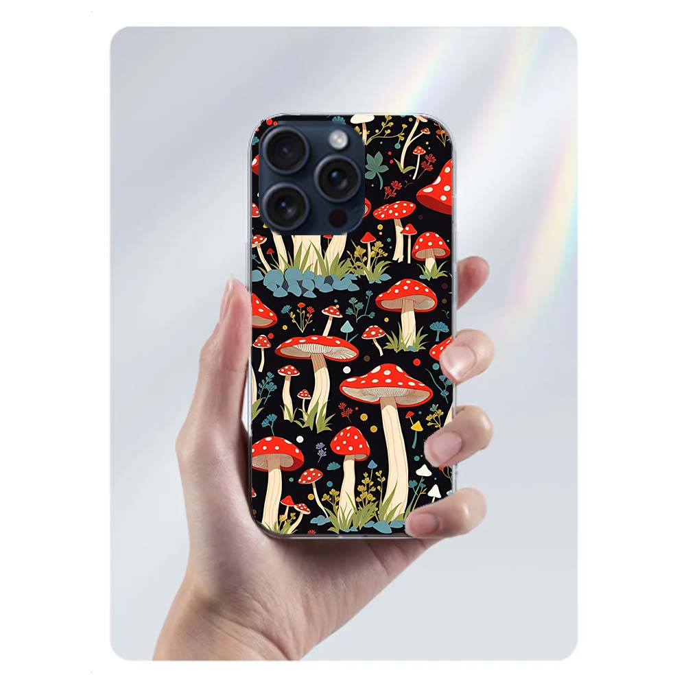Colorful Mushroom Clear Phone Case For Iphone 17 Air 16 Pro Max 15 Pro 14 Plus 17E 16E 11 13 12 Mini Cover Cases Fundas Cell TPU