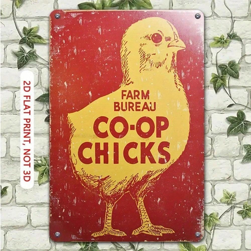 Retro Farm Chicken Coop Vintage Metal Sign Rustic Poultry Wall Art Kitchen Decor 8x12 Inch