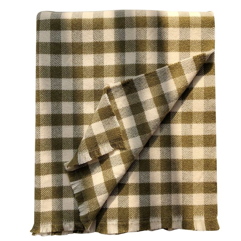 Plaid Literary Style Long Scarf Versatile Thickened Student Neck Warmer Shawl Warm Fashion Scarf
