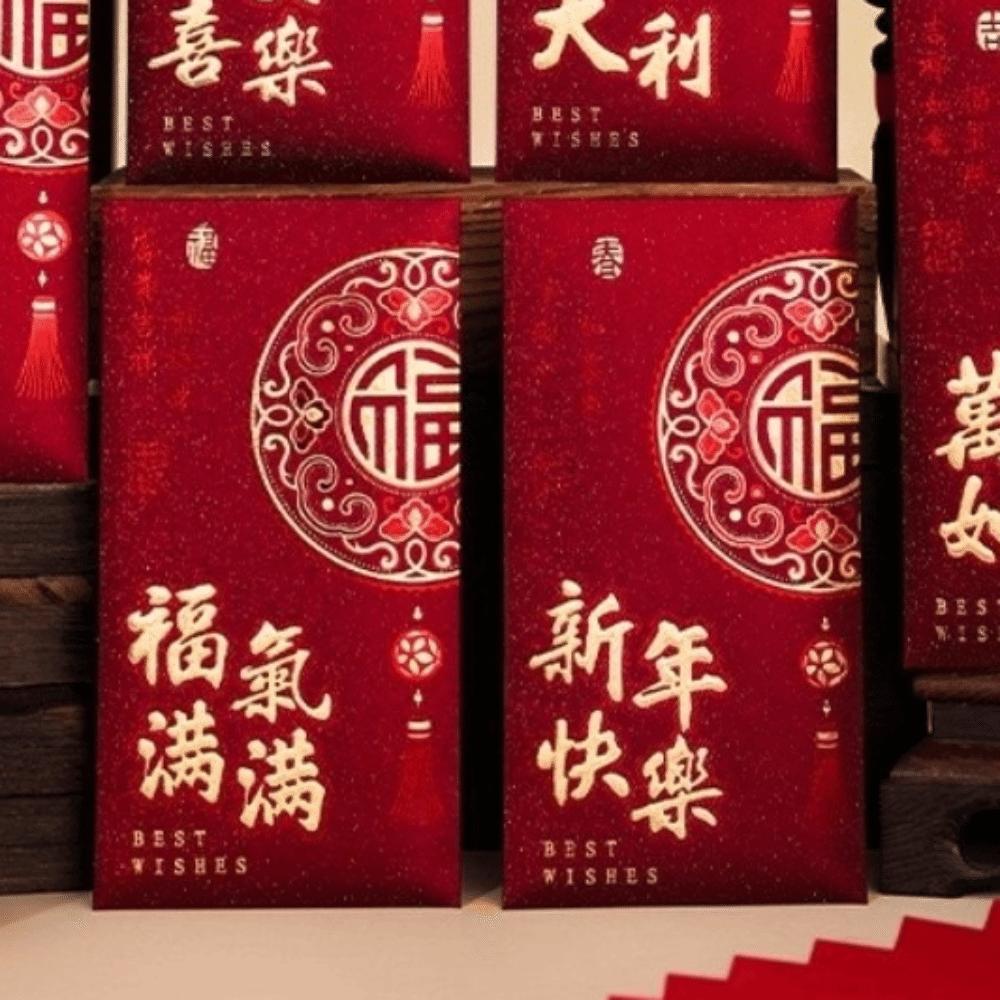 6pcs Art Paper Lucky Money Bags Hongbao Red Packet Chinese Style Best Wishes  Spring Festival