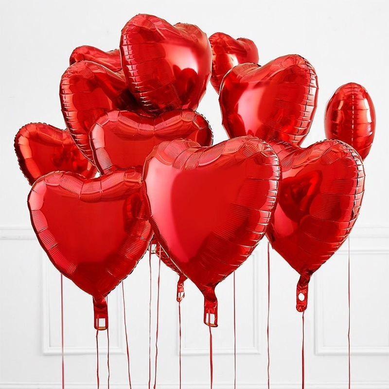 100/5PCS Red Heart Love Balloons Inflatable Aluminum Foil Balloon for Birthday Party Ornament Valentine's Day Wedding Party Gift