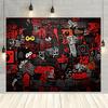2D Flat Design, 1-piece Street Graffiti Wallpaper Background Banner, Suitable for Weddings and Birthdays